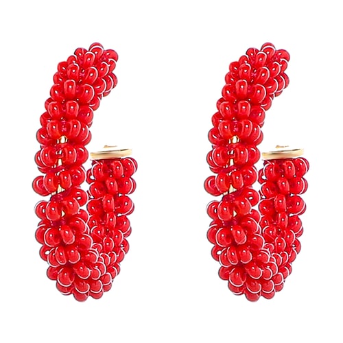 Buy Fashionable Shiny Red Pearls Earrings