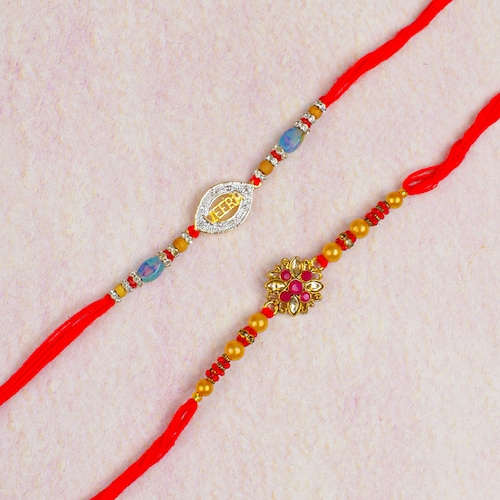 Buy Pleasing Diamond Set of Two Rakhis