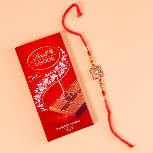 Buy Designer Rakhi Set With Lindt Chocolates