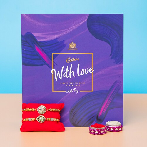 Buy Alluring Rakhi Set Chocolate Hamper
