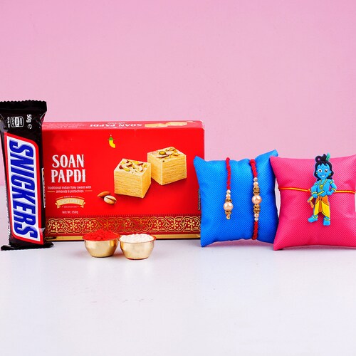 Buy Bhaiya Bhabhi Kid Rakhi Set with Soan Papdi & Chocolate