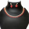 Buy Flowery Red Stone Necklace Set