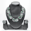 Buy Green Stone Studded Silver Necklace