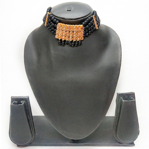 Buy Swanky Black Pearl Necklace Set