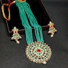 Buy Green Beaded Necklace With Earrings Set