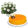 Buy White Roses N Mango Eggless Cake