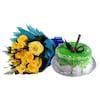 Buy Yellow Roses N Kiwi Eggless Cake