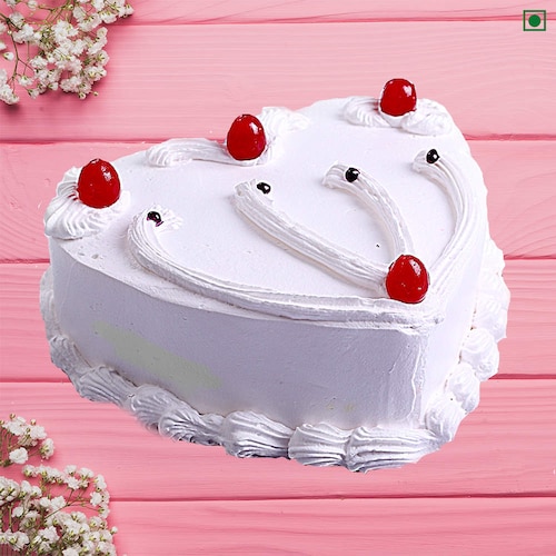 Buy Vanilla Heart Shape Eggless Cake