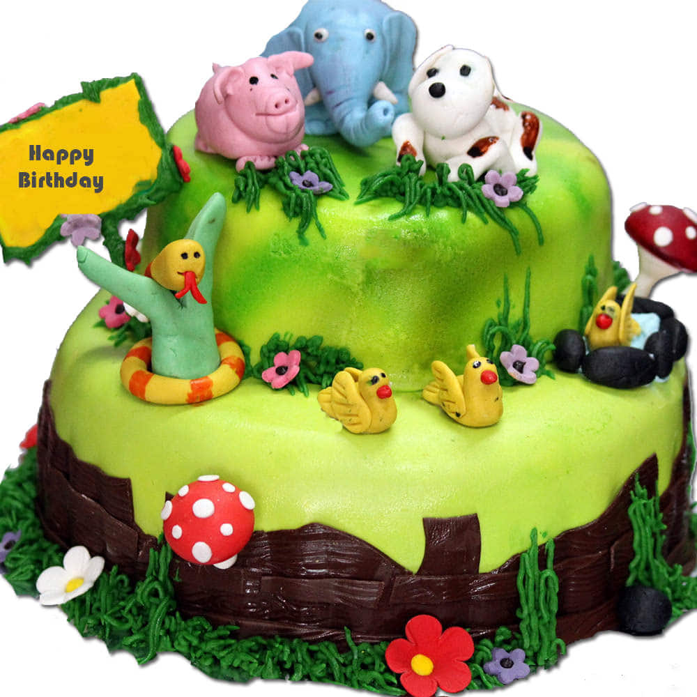 jungle theme cake design | animals cake design | jungle theme birthday cake  | 1kg cake design - YouTube