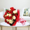 Buy Tranquil love A bunch of red & white roses