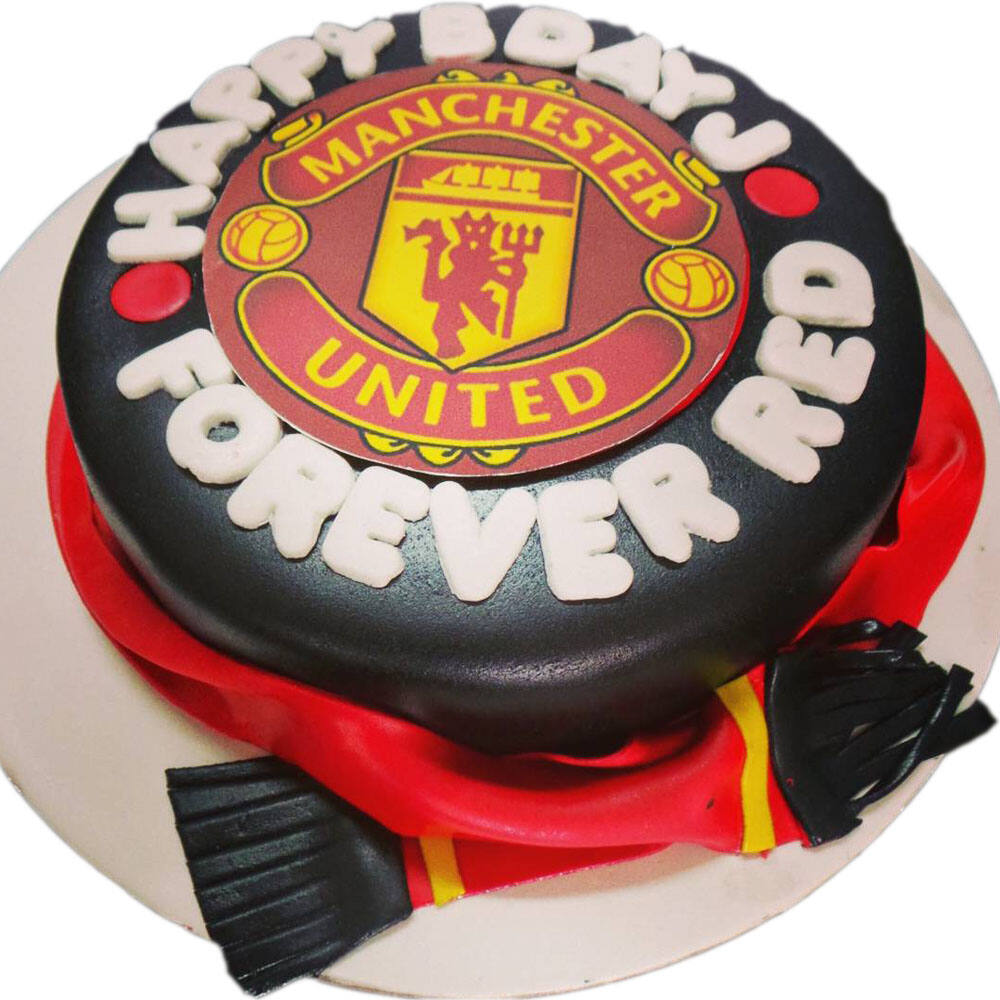 Manchester United Logo Theme Egg-less Cake Delivery In Delhi and Noida