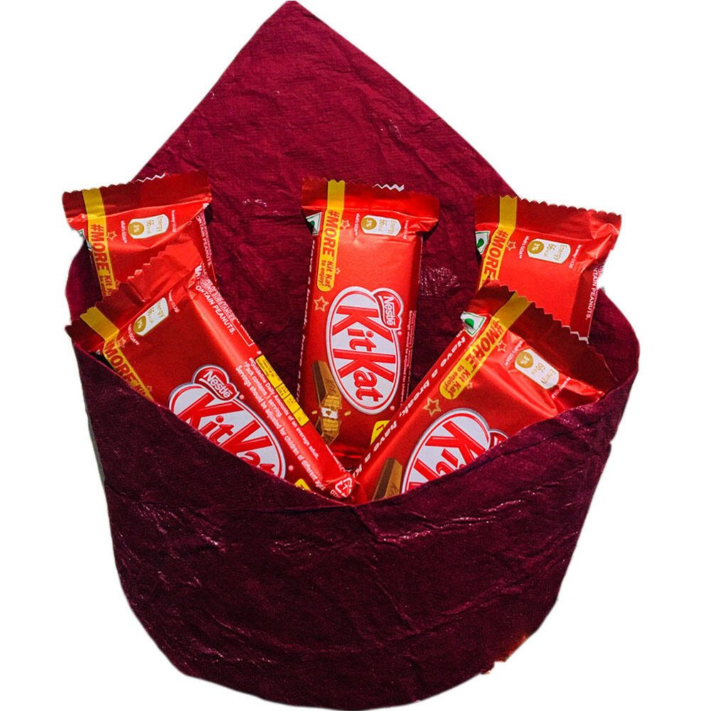 Kitkat Chocolates Tower with golden & Red Art( 2 Layer ) - A Perfect Gifter