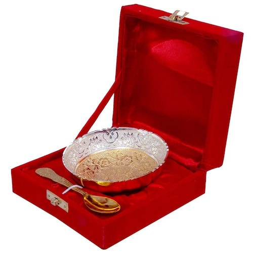 Buy Gold & Silver Plated Brass Traditional Bowl
