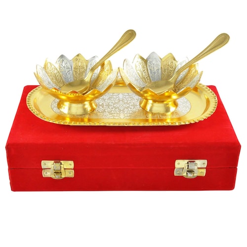 Buy Silver & Gold Plated Brass Bowls