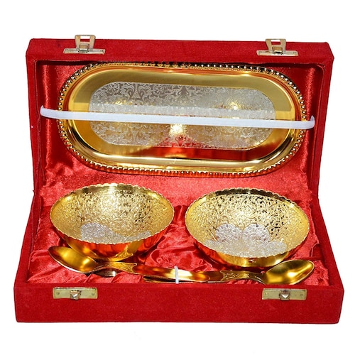 Buy Silver & Gold Plated Bowl Set of 5 Pcs
