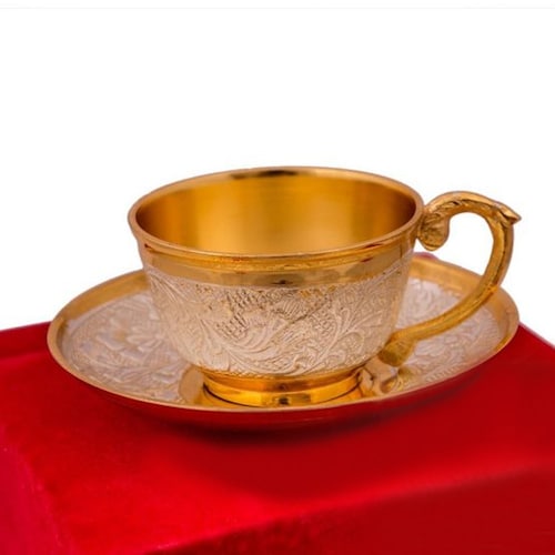 Buy Silver & Gold Plated Cup & Saucer Set