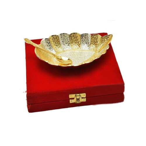 Buy Silver & gold Plated Brass Cashew Shaped Platter