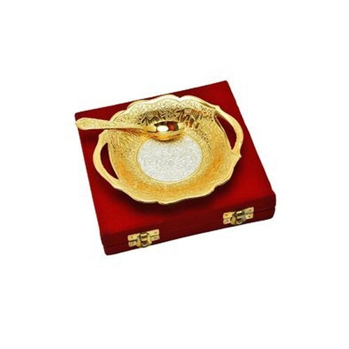 Buy Silver & Gold Plated Traditional Brass Platter
