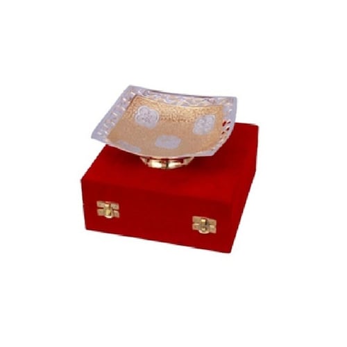 Buy Silver & Gold Plated Brass Square Shape Bowl