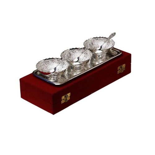Buy Silver Plated Brass Bowl Set of 7 Pcs