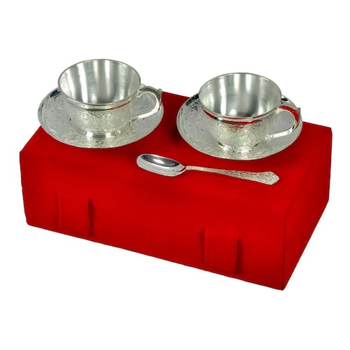 Buy Silver Plated Cup & Saucer Set of 4 Pcs