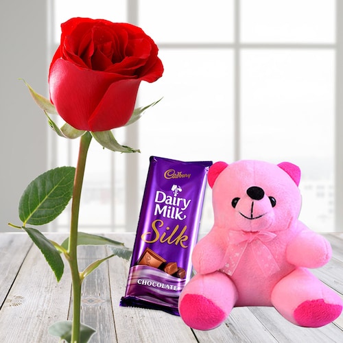 Buy 1 Rose 1 Chocolate 1 Teddy
