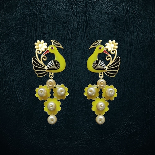 Buy Yellow Peacock Earrings