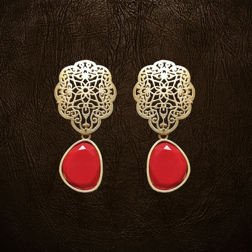 Buy Net Design Red Earrings