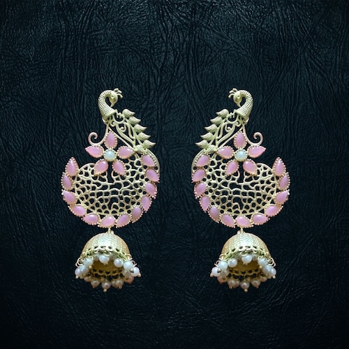 Buy Light Pink Peacock Earrings