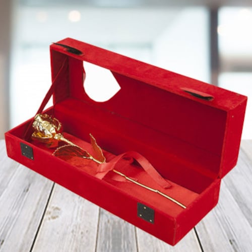 Buy Gold Plated Rose with Red Velvet Box