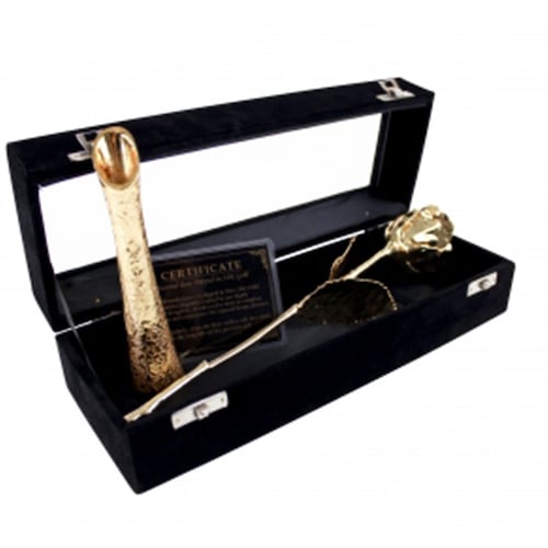 Buy Gold Plated Rose with Box and Vase