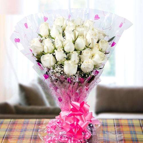 Buy You And Me White Roses Bunch
