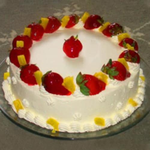 Buy Eggless Fresh Pineapple Strawberry 1 Kg Cake