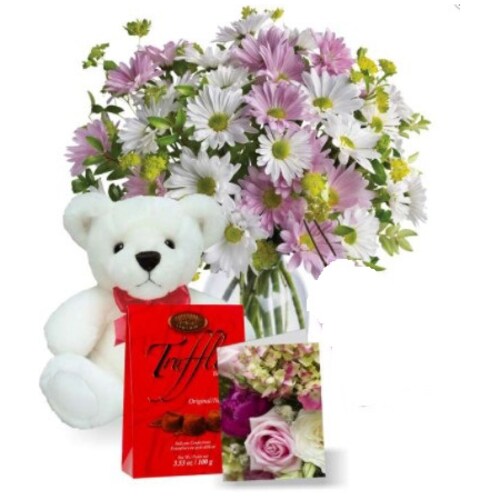 Buy Flowers With Chocolate And Teddy