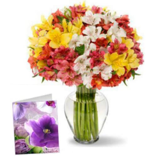 Buy Alstroemeria Bouquet And Greeting Card