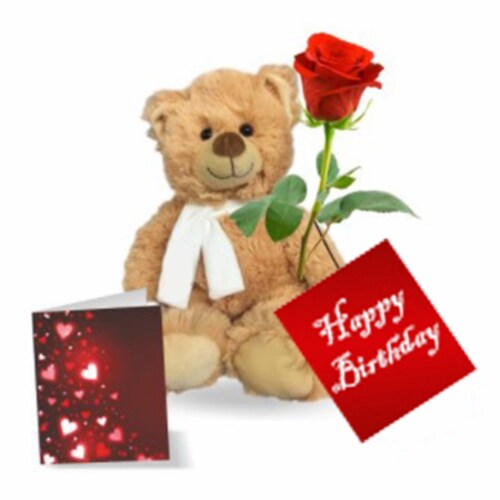 Buy Single roses with teddy bear
