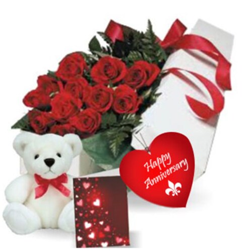 Buy Rose Gift box with teddy bear