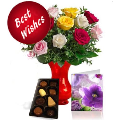 Buy Fresh Roses with chocolate