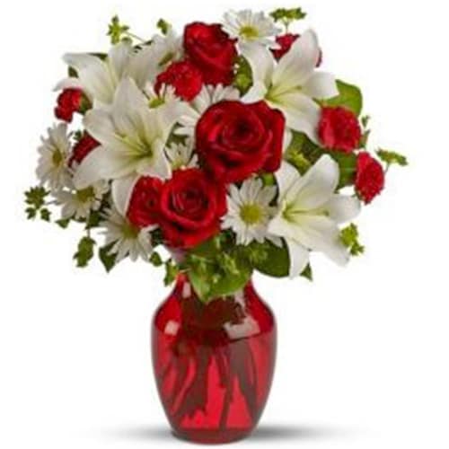 Buy White Lilies With Roses