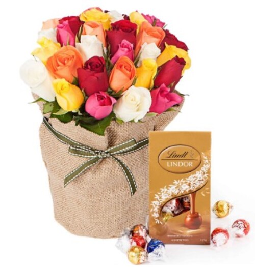 Buy 30 Mix Roses with Chocolate