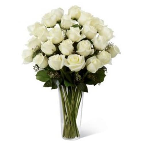 Buy Two dozen white roses