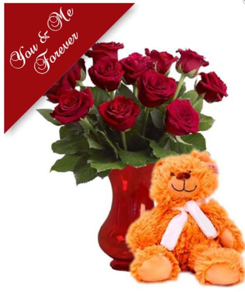 Buy Teddy with Red Roses