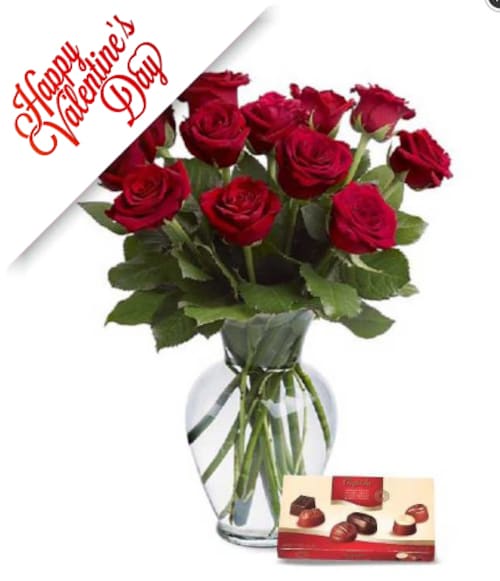 Buy Valentine Roses with Chocolate