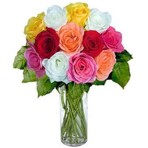 Buy 12 Mix Roses Vase