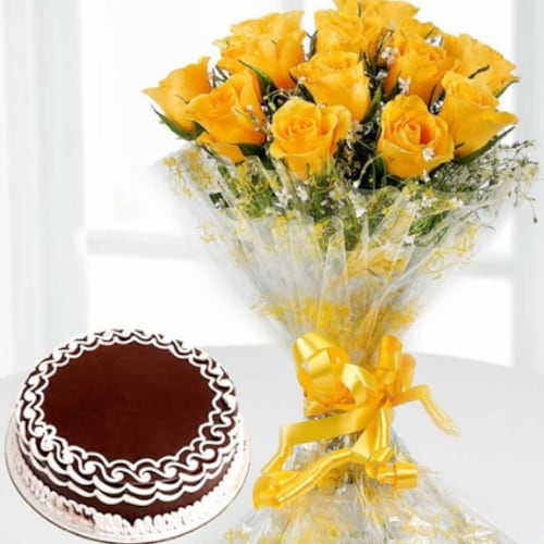 Buy Chocolate Cake and Roses