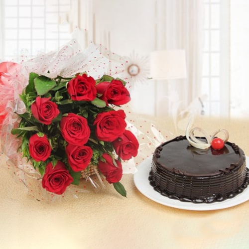 Buy Roses and Chocolate Cake