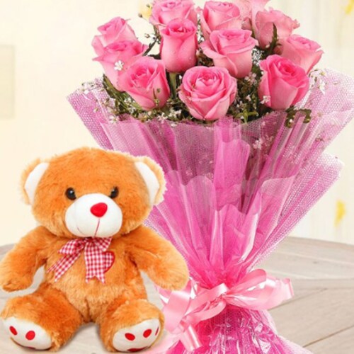 Buy Flower with Teddy Combo