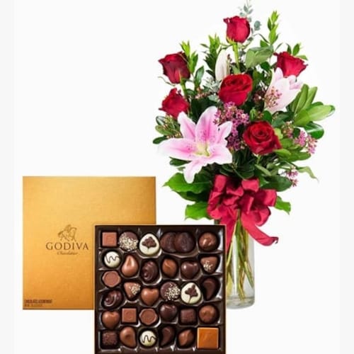 Buy Chocolates and Flowers Combo