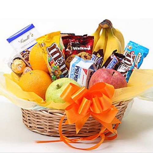 Buy Fruit Basket with Get Well Soon Balloon