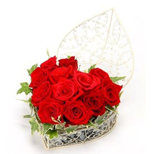 Buy Heart Shape Arrangement Red Roses